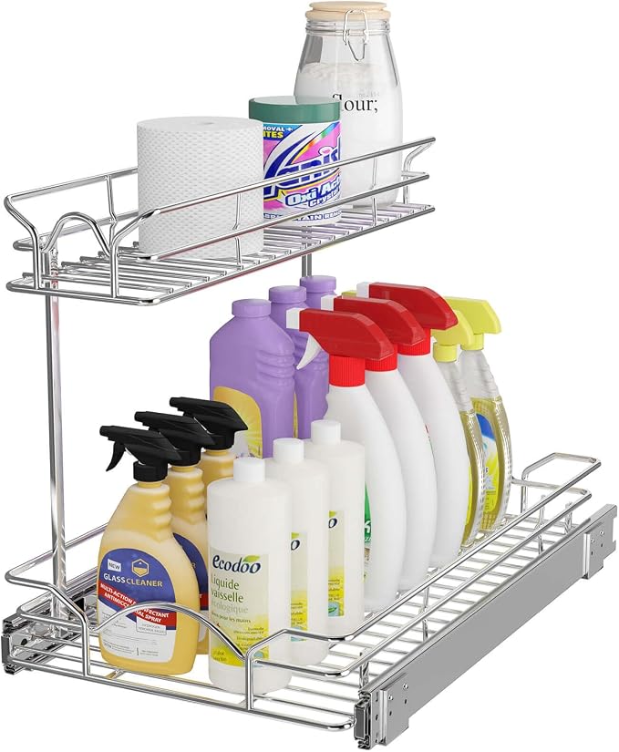 OCG Under Sink Cabinet Organizer Two Tier Pull Out Shelf, Under Sink Sliding by OCG