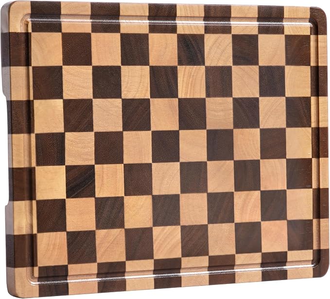 Checkerboard Cutting Boards for Kitchen, Acacia Wooden Cutting Board, End Grain by FyctioHome
