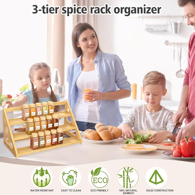 Spice Rack - Bamboo Wood Spice Rack Organization - Image 3
