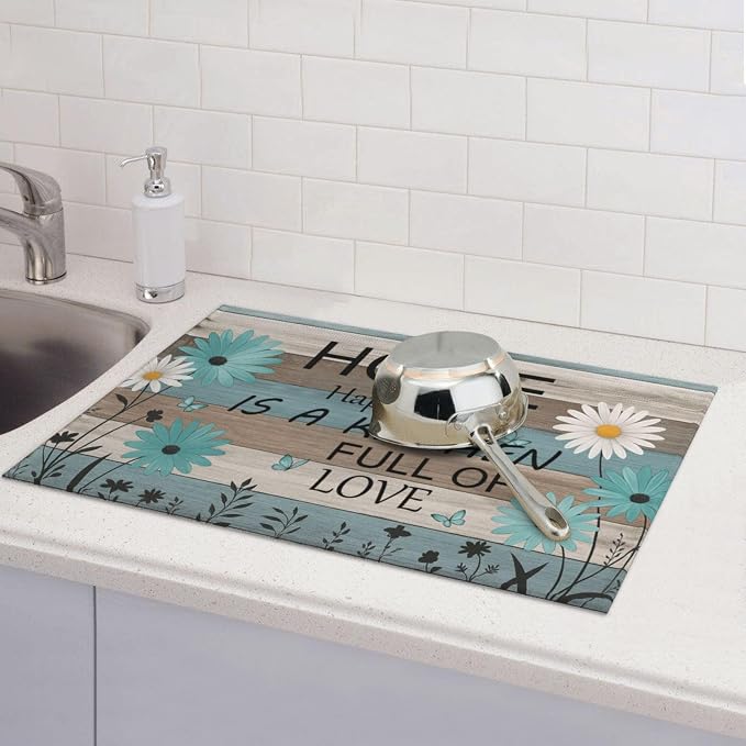 Rustic Wood Dish Drying Mats for Kitchen Counter, Large 18"x24" Dish Mats for - Image 7