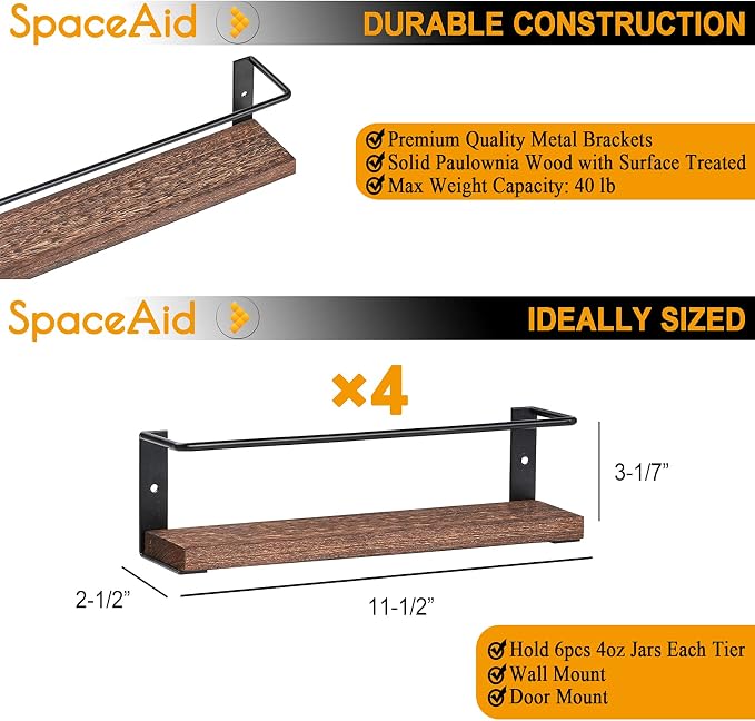 SpaceAid Spice Rack with 24 Spice Jars, 386 Spice Labels, Chalk Marker and - Image 6