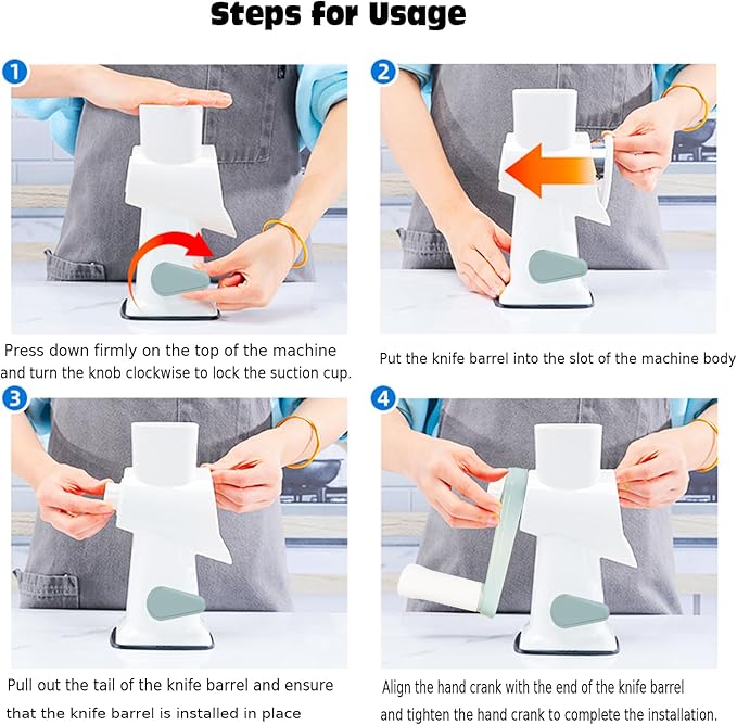 Dachenus Cheese Grater Rotary Cheese Grater, Versatile Cheese Shredder - Image 4