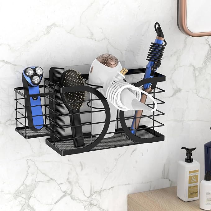 Hair Dryer Holder 3in1 Hair Tool Organizer/Wall Mounted, Cabinet Door or - Image 2