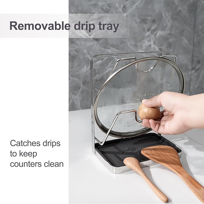 304 Stainless Steel Pot Lid Holder While Cooking, Kitchen Pot Lid Storage Rack - Image 6