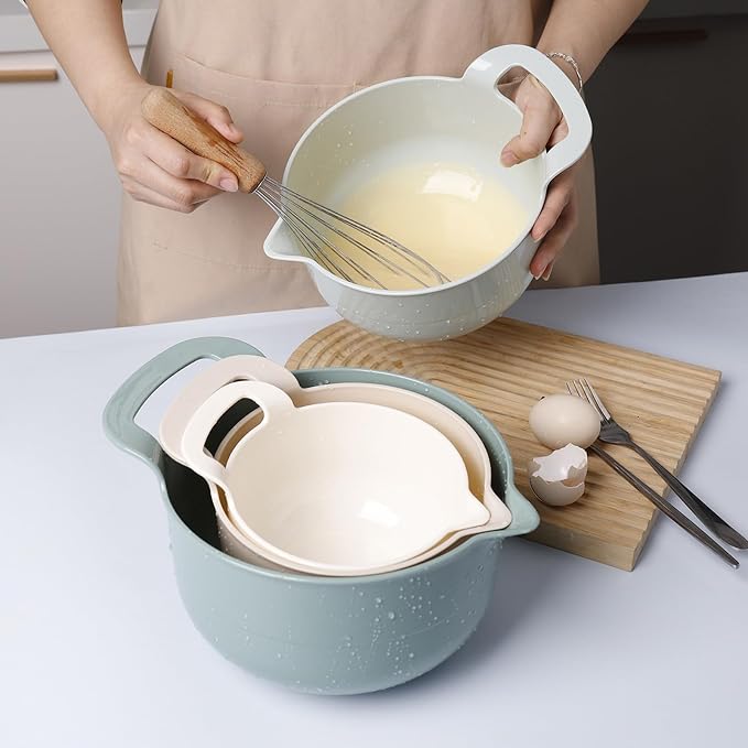 Mixing Bowls - 4 Piece Nesting Plastic Mixing Bowl Set - Non Slip Bottom and - Image 4