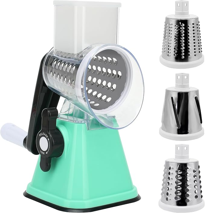 Cheese Graters with Handle, Manual Cheese Shredder Rotary Grater with 3 by NaOHshp