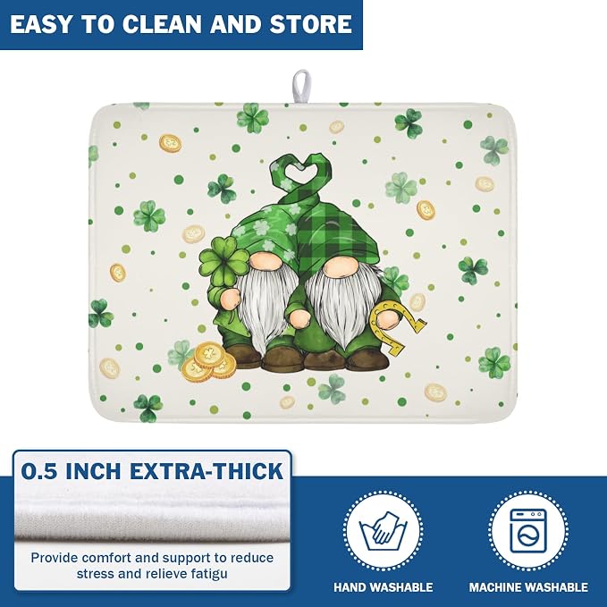 St Patrick's Day Gnome Dish Drying Mat - Image 5