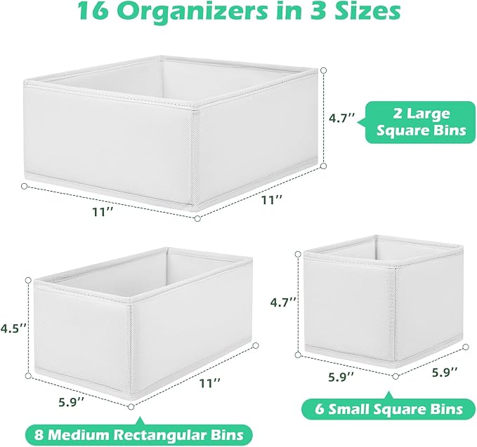 Drawer Clothing Organizer 16-Pack, Fabric Folding Wardrobe Organizer, Can Store - Image 2