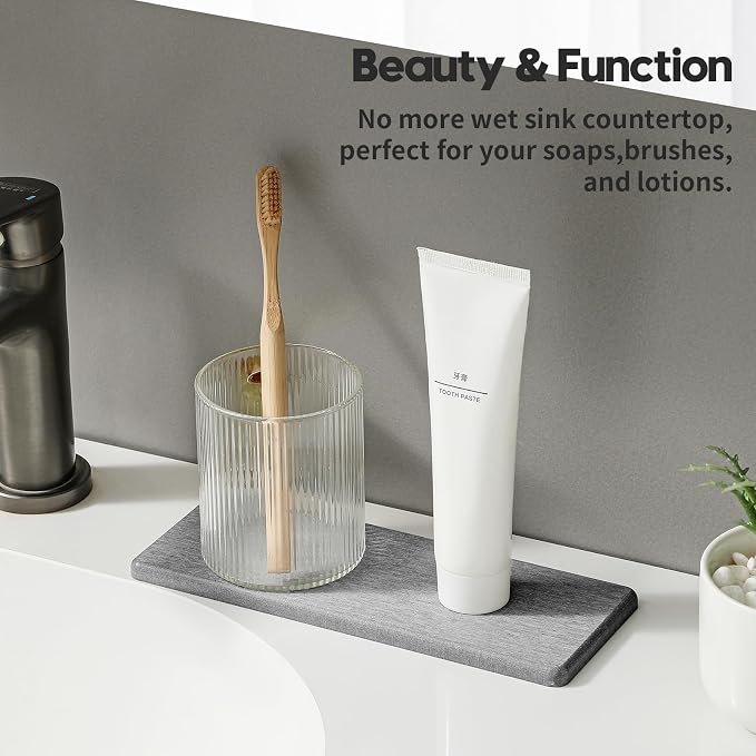 Razborci 2PCS Bathroom Counter Vanity Trays, Water Absorbing Diatomite Stone - Image 2