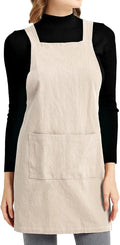 ELEZAY Aprons for Women with Pockets Plus Size Comfort Cross Back No Tie Cotton by ELEZAY