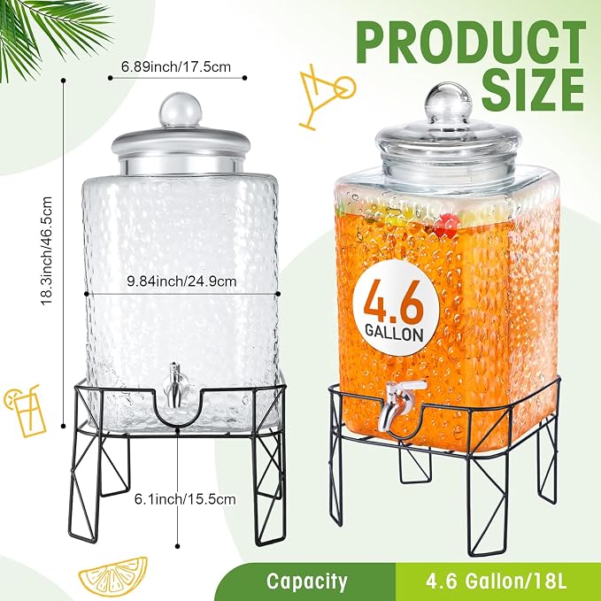 Honeydak 4.6 Gallon Glass Beverage Dispenser - Image 2