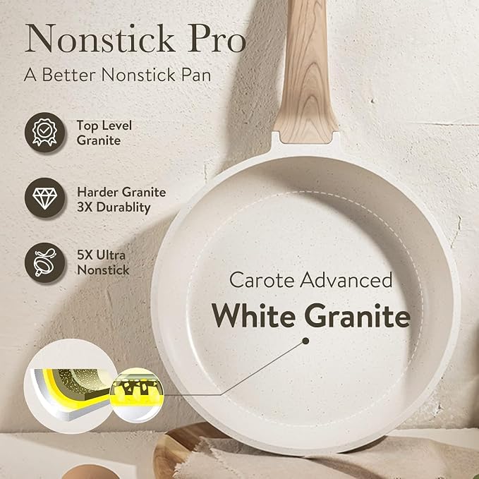 CAROTE Non Stick Frying Pan Skillet, Omelet Pan, Healthy Non Toxic Granite Chef - Image 4