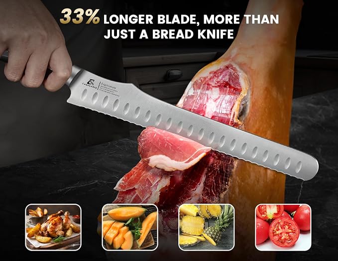 CoquusAid Bread Knife for Homemade Bread, 10.6 Inch Multifunction Serrated Knife - Image 5
