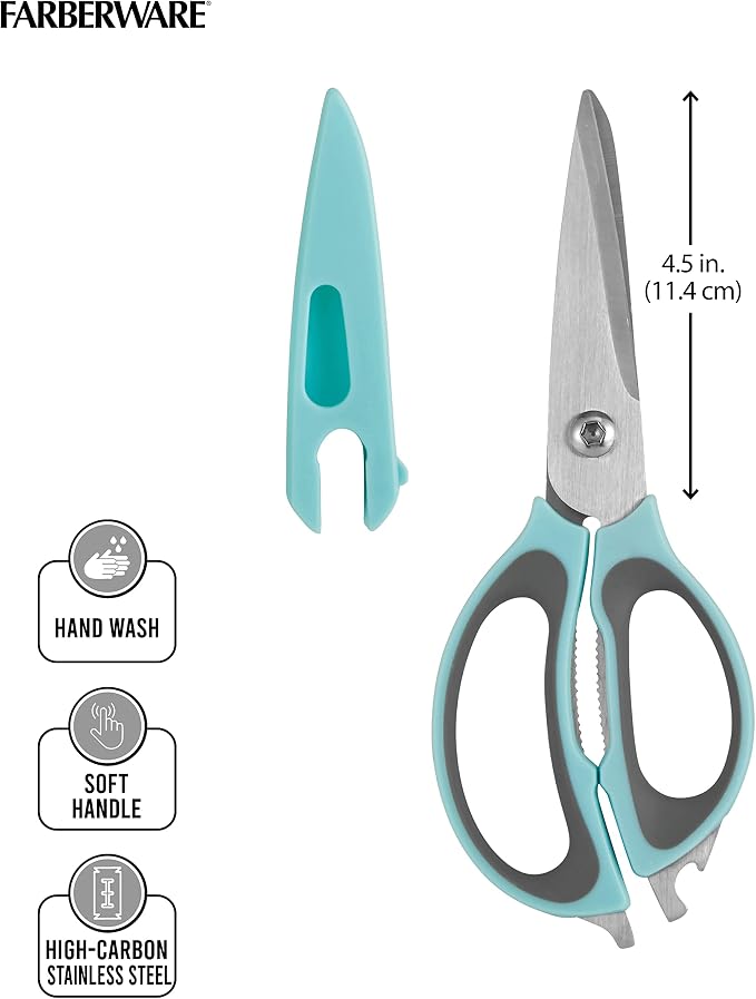 Farberware 4-in-1 Kitchen Shears, Aqua and Gray - Image 4