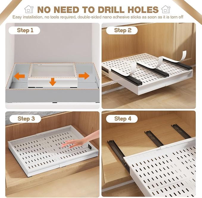 Seinloes 4 Pack Pull Out Cabinet Organizer - Image 8