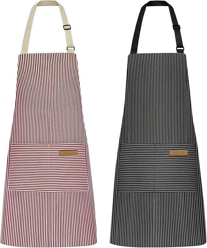 NLUS 2 Pack Kitchen Cooking Aprons, Adjustable Bib Soft Chef Apron by NLUS