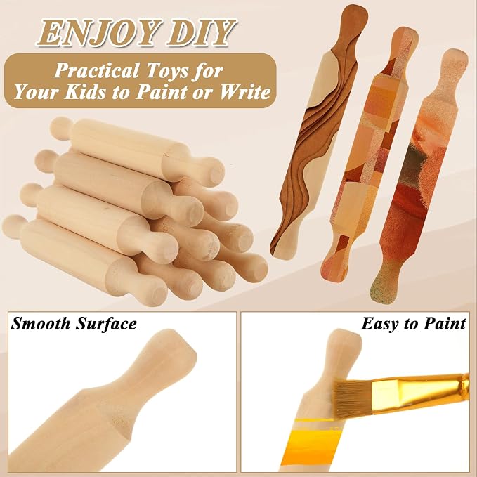 WOPPLXY 50 Pcs Mini Rolling Pin, 5.5 Inches Wooden Rolling Pins, Mini Rolling - Image 3