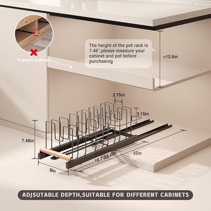 Magheo Pull Out Pots and Pans Organizer Under Cabinet - Image 5
