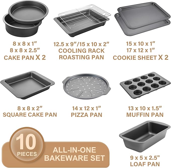 HONGBAKE Bakeware Sets, Baking Pans Set, Nonstick Oven Pan - Image 3