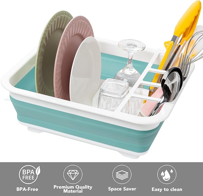 Tiawudi Collapsible Dish Drying Rack, Pop Up Dinnerware Drainer, Portable Plate - Image 4