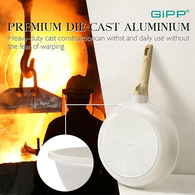GiPP 21Psc Pots and Pans Set Non Stick White Granite Kitchen Cookware Sets - Image 7