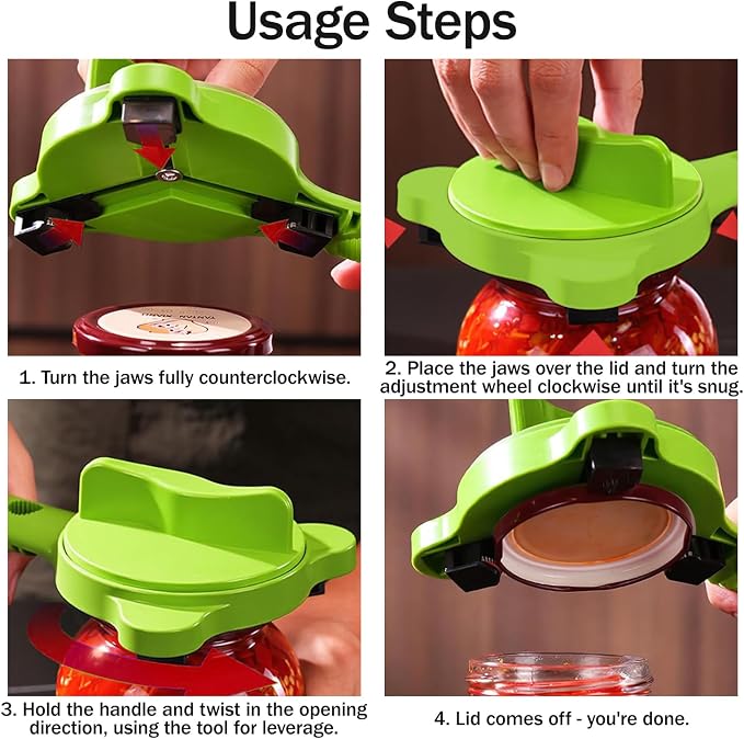 Adjustable Jar Opener for Weak Hands, 4-in-1 Multi-Function Manual Bottle - Image 3