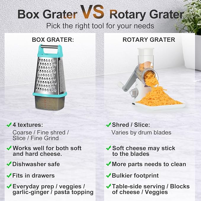 Ourokhome Cheese Grater with Handle, Stainless Steel Box Grater, 4 Side Kitchen - Image 8
