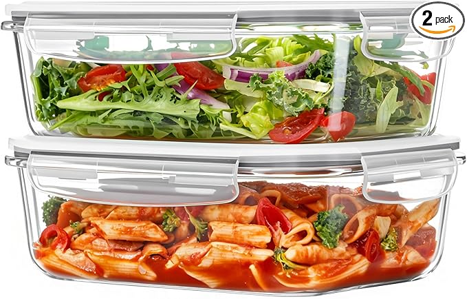 Vtopmart 2Pack 1500ml/50.7oz Large Glass Storage Containers by Vtopmart