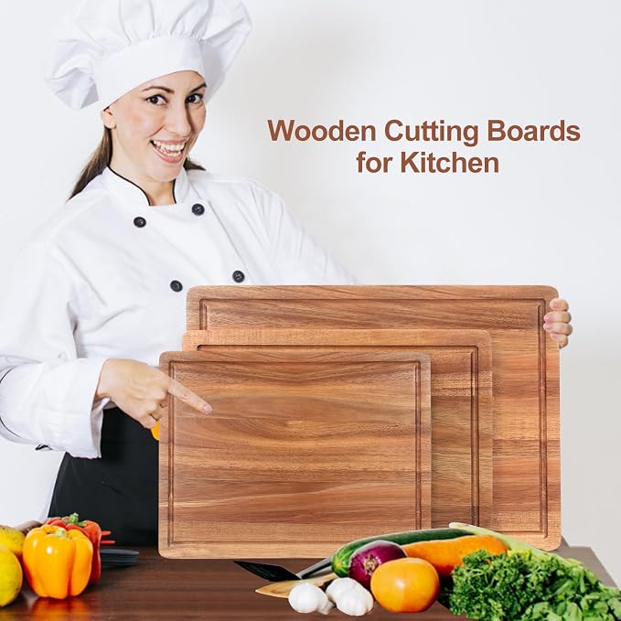 3 Pcs Acacia Wood Cutting Board Set - Image 6