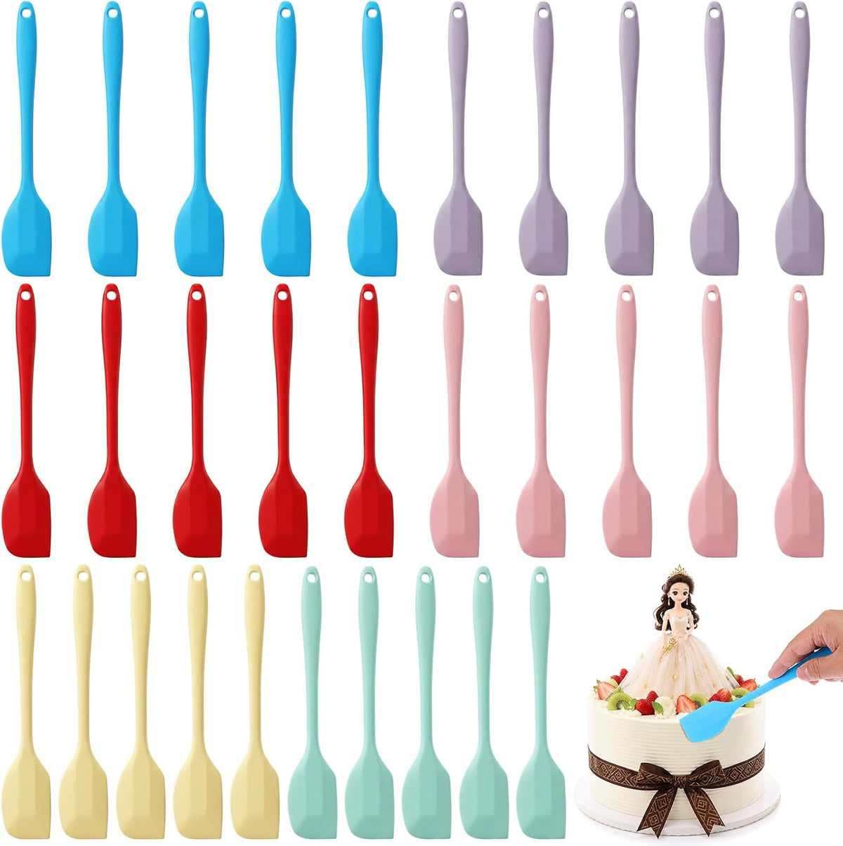 30 Pieces Mini Silicone Spatulas, 8.3 Inch Small Rubber Spatula Set