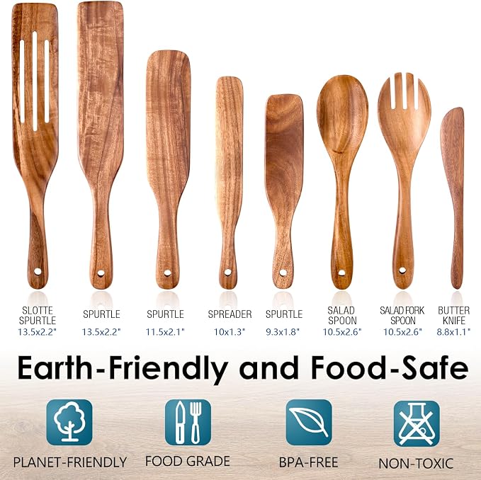 HOWHONG Wooden Spatula Spurtle Set - Image 2