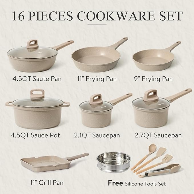 CAROTE Pots and Pans Set Non Stick, Stackable Induction Cookware, Pot and Pan - Image 2
