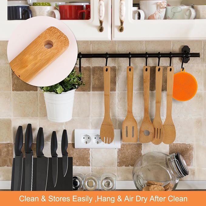 Wooden Spoons for Cooking, Heat-resistant Wood Serving Utensil Set Ideal for - Image 3