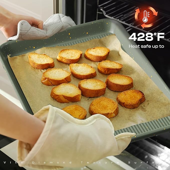 8-Piece Nonstick Bakeware Set, Stackable Oven Pan Set Includes Baking Sheet - Image 5