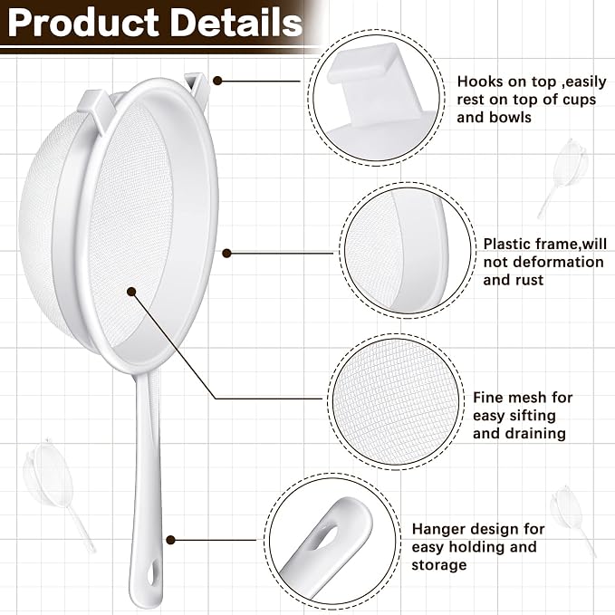 Skyley 3 Pcs Plastic Nylon Mesh Strainer Colander - Image 3