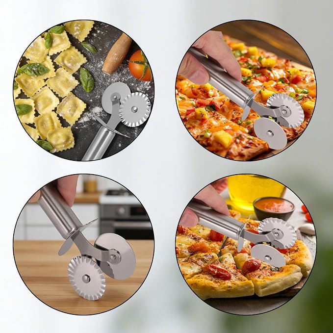 3pcs Pastry Wheel Cutter Set, Stainless Steel Ravioli Pizza Cutter Wheel & - Image 7