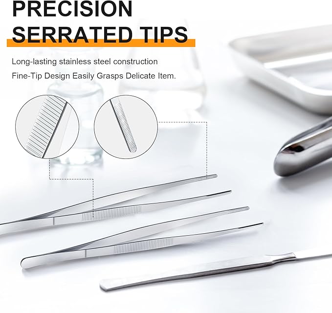 Yaomiao 4 Packs 12 Inch 10 Inch Bar Tweezers Silver Cocktail Tongs Long Garnish - Image 3