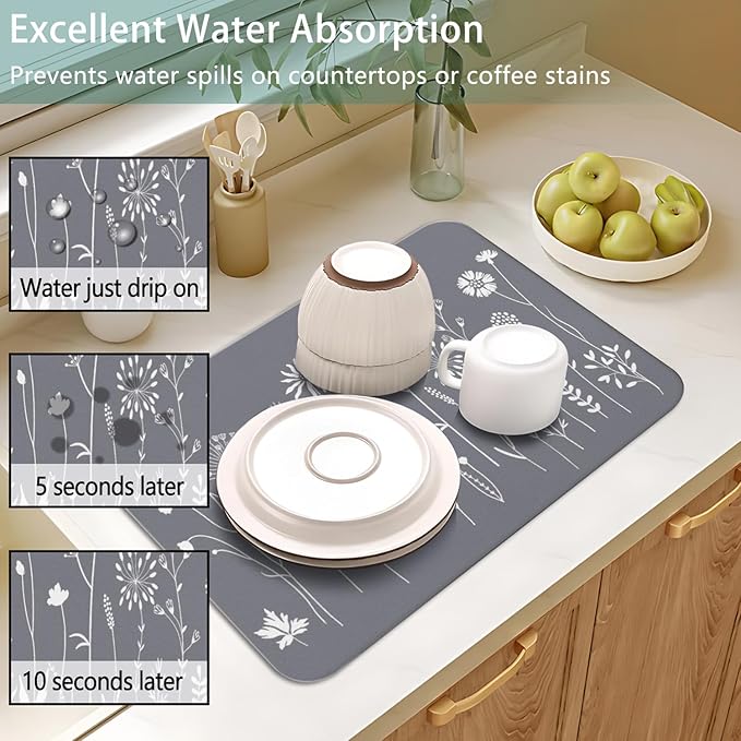 Dish Drying Mat for Kitchen Counter 2 Pack - Image 4