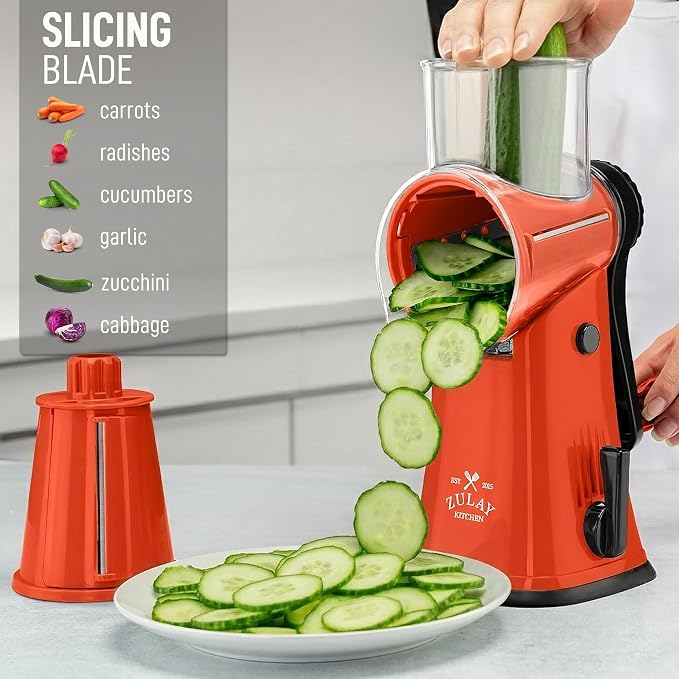 Zulay Kitchen Rotary Cheese Grater 5 Blade Cheese Shredder - Image 5