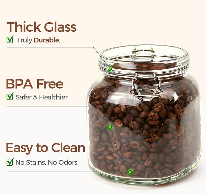 ComSaf 3-Pack Square Glass Coffee Canisters - Image 6