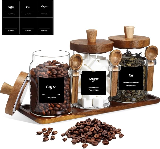 Suclain 3 Pcs Glass Coffee Container by Suclain