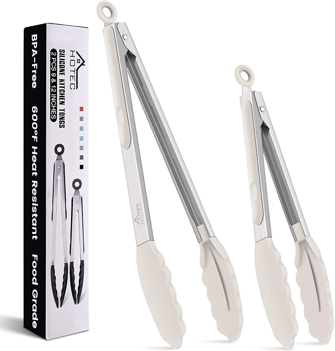 HOTEC Premium Stainless Steel Locking Kitchen Tongs by Hotec