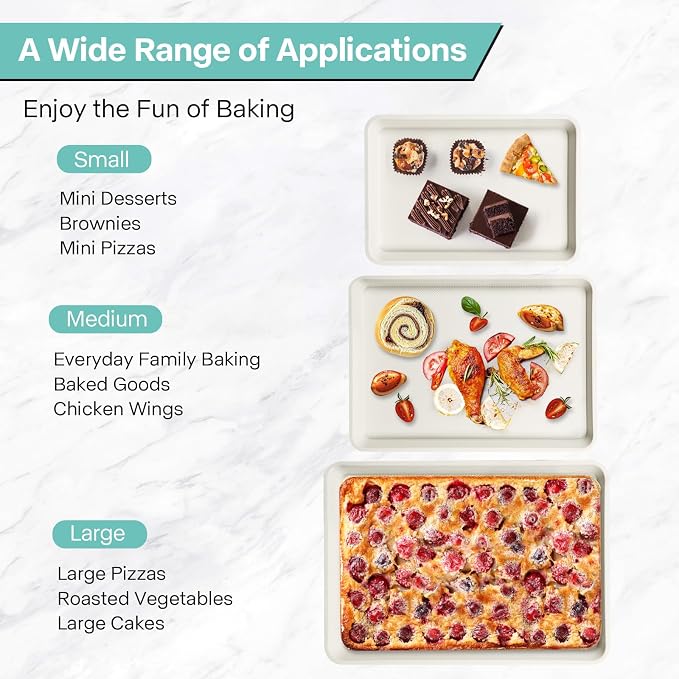 3-Pack Blue Ceramic-Coating Baking Sheet Pans, PFOA/PFOS/PTFE-Free Nonstick - Image 3