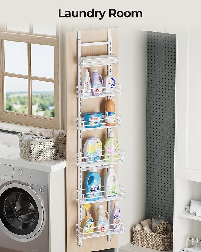 Adjustable 6-Tier Over the Door Pantry Organizer, Spice Rack, Narrow Hanging - Image 7