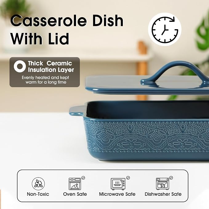 Casserole Dish with Lid, Ceramic 9x13 Casserole Dish - Image 6