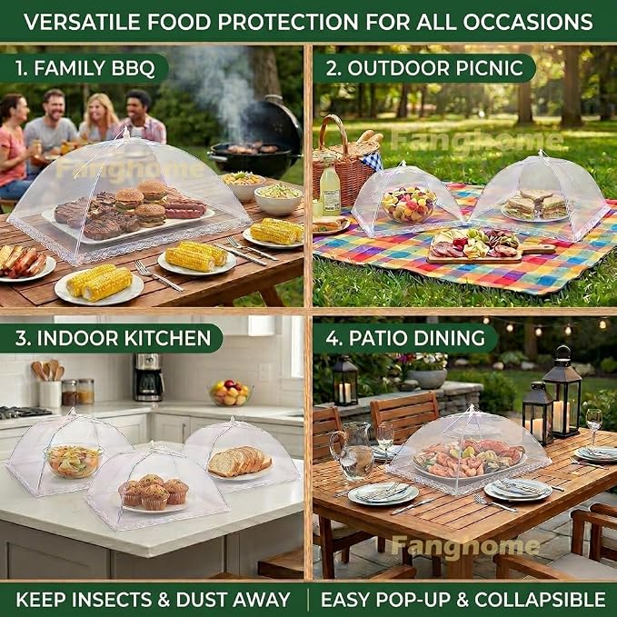Food Covers for Outside Mesh, 2 Pack 40"X24" + 2 Pack 17"X17" Extra Large Pop - Image 4