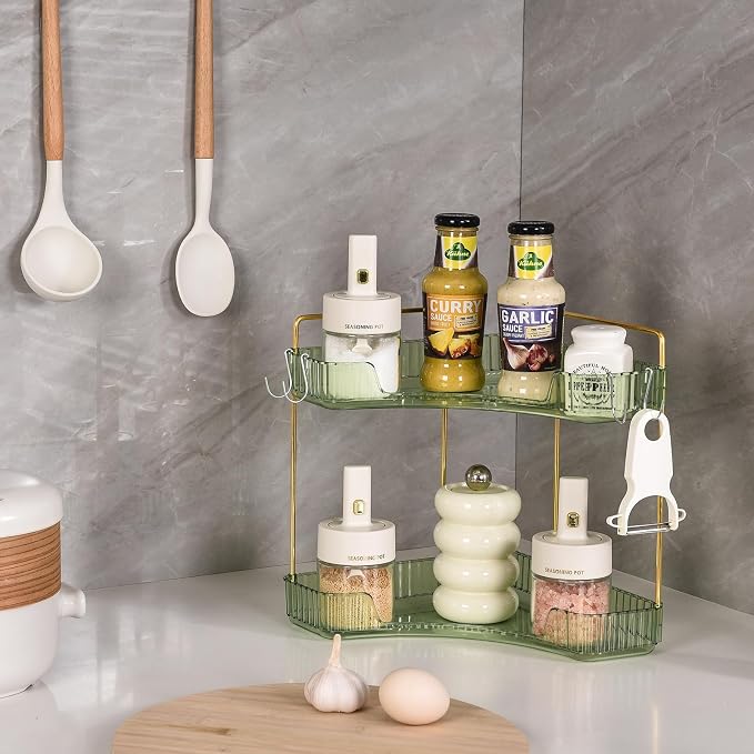 2-Tier Corner Bathroom Organizer Countertop - Image 3