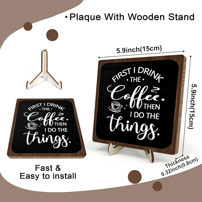 Farmhouse Coffee Bar Sign, First I Drink The Coffee Then I Do The Tings Desk - Image 2