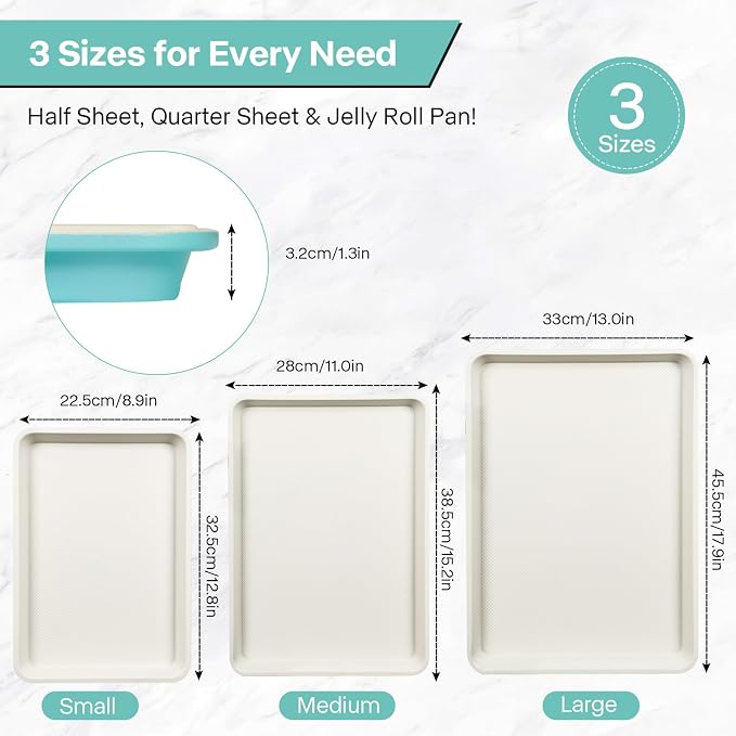 3-Pack Blue Ceramic-Coating Baking Sheet Pans, PFOA/PFOS/PTFE-Free Nonstick - Image 8
