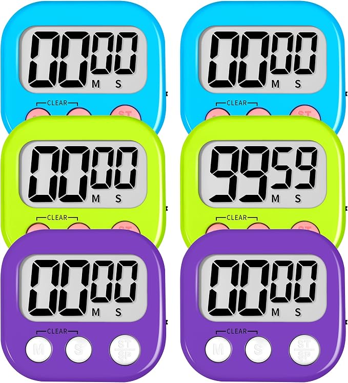 ZILLEEN 6 Pack Kitchen Timers for Cooking Digital Classroom Timers for Kids by ZILLEEN